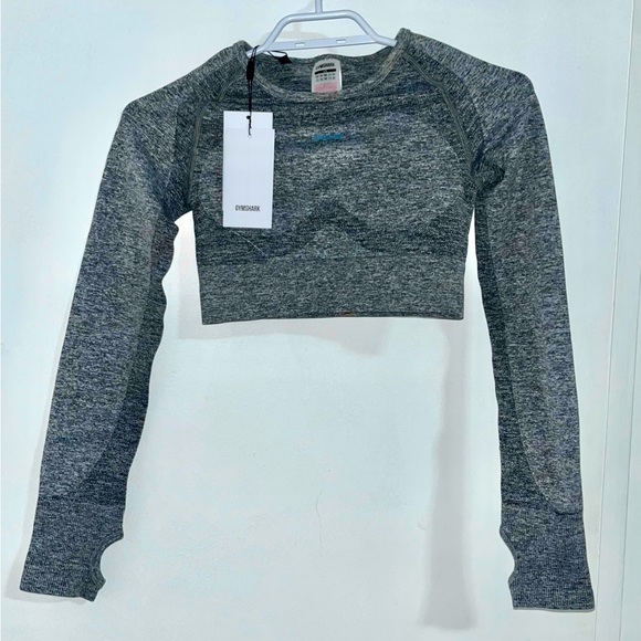 Gymshark Flex long sleeve crop top in charcoal/teal - Picture 4 of 11